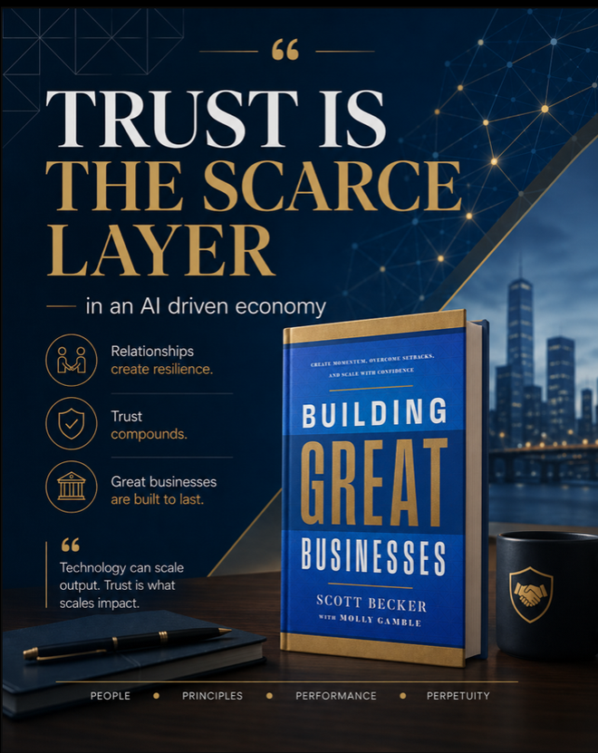 Trust Is the Scarce Layer in an AI Driven Economy — Building Great Businesses by Scott Becker